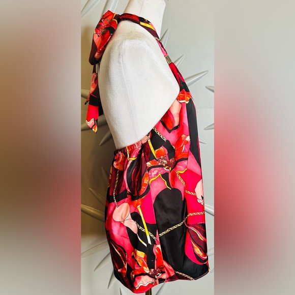 INC NWT SZ M red/black/pink/gold chain link print halter top. Bust 30”-40” - Picture 3 of 5